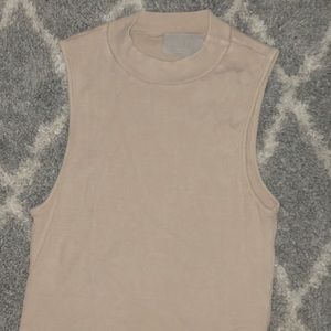 Beige Mock Neck Top